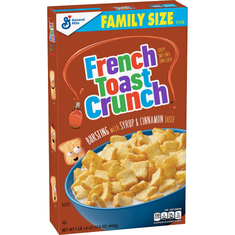 Family Size French Toast Crunch Cereal, front of product.