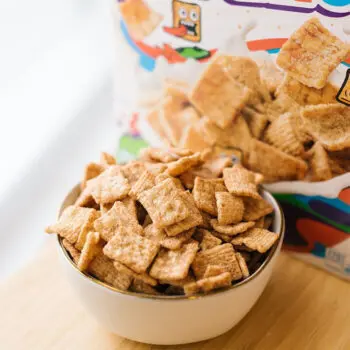 Instagram post featuring a bowl filled with Cinnamon Toast Crunch Cereal. - Link to social post