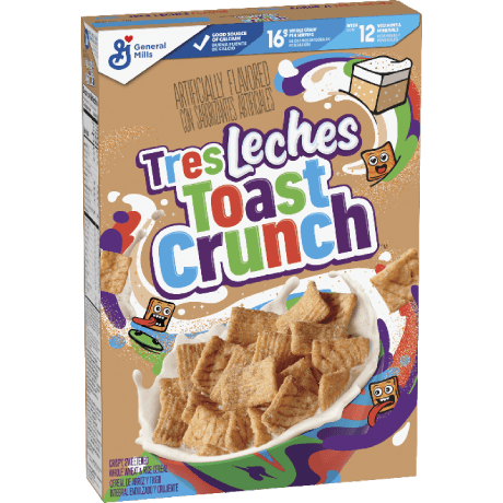 Tres leches toast crunch cereal, front of the product