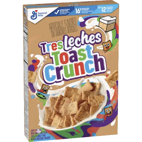 Tres leches toast crunch cereal, front of the product