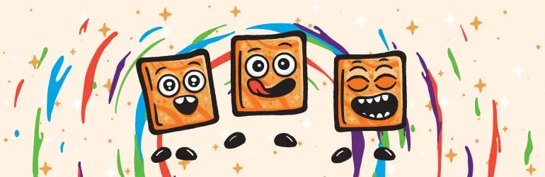 Illustrated graphic of 3 silly Cinnamon Toast Crunch Cinnamojis.