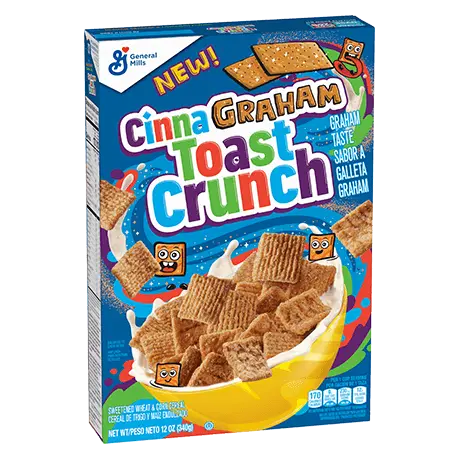 CinnaGraham Toast Crunch Cereal, front of product.