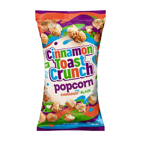 Cinnamon Toast Crunch Cinnadust™ Glaze Snack Popcorn, front of product.