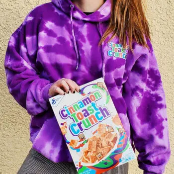 Instagram post featuring a girl with box of Cinnamon Toast Crunch. - Link to social post