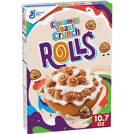 Cinnamon Toast Crunch Rolls Cereal, front of product.