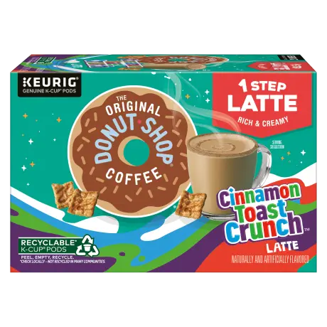 The original donut shop Cinnamon Toast Crunch Keurig Latte, front of the package